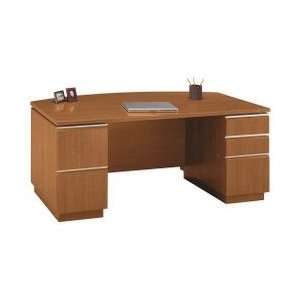  Bush Furniture Milano Bow Front Double Pedestal Wood Desk 