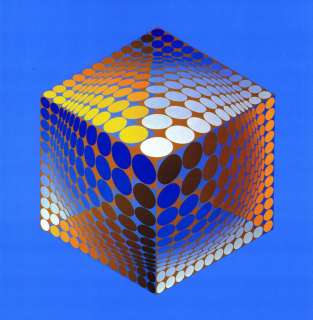 VICTOR VASARELY COMPOSITION PLASTIC LIITHOGRAPH CONSERVATION MOUNTED 