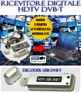 RICEVITORE DIGITALE HDTV USB DVB T DECODER TERRESTRE PC  