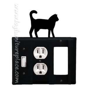  Wrought Iron Cat Triple Switch/Outlet/GFI Cover