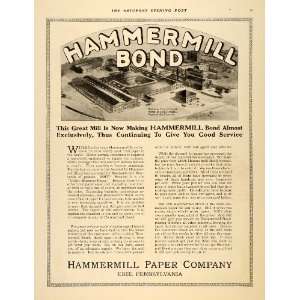 1916 Ad Hammermill Bond Business Paper Erie Mill   Original Print Ad
