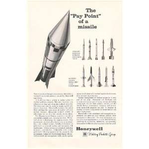  1961 Honeywell Missile Warhead Pay Point Missiles Print Ad 