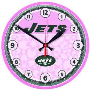 NFL New York Jets Round Clock Pink Background  Sports 