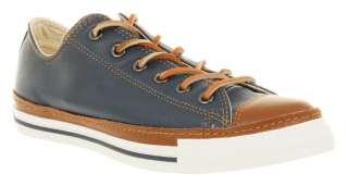 Mens Converse Clean Crafted Ox Navy/Brown Leather SMU Casual Trainer 