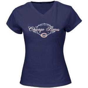 Reebok Chicago Bears Navy Blue Ladies Team Logo T shirt  