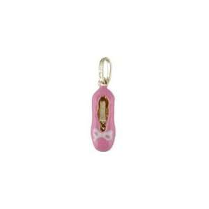   Pink Enamel Ballet Slipper Charm (15mm X 5mm/23mm with Bail) Jewelry