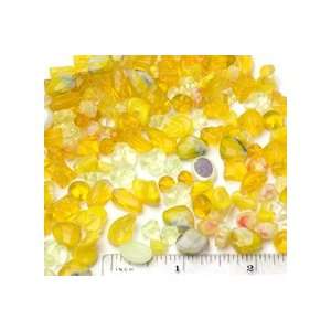  Mixed Yellow Faceted and Pressed Glass Loose Beads Grab 