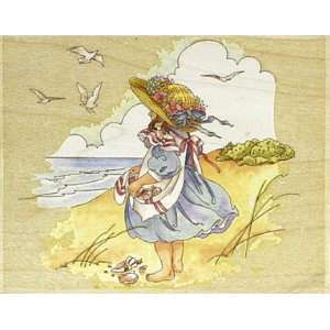    Girl at the Beach Wood Mounted Rubber Stamp Arts, Crafts & Sewing