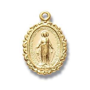 Gold over Sterling Silver Miraculous Medal St. Mary Mother of God with 