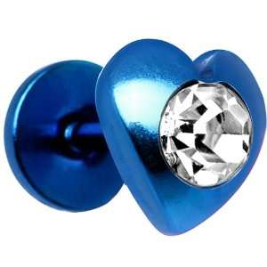  16 Gauge Blue Gem Heart Titanium Labret Monroe Tragus 