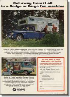 1966 Dodge Pickup Camper & Fargo Camp Van Car Ad  