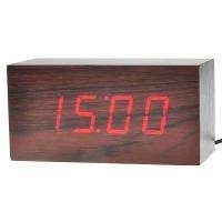Cherry Wood Deco LED Desktop Digital Alarm Clock By Batteries/AC 