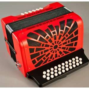   RED FA FBbEb 31/12 BASS BUTTON ACCORDION w CASE Musical Instruments