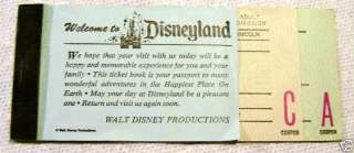 Disneyland Ticket Book [Adult Admission] circa 1970s  