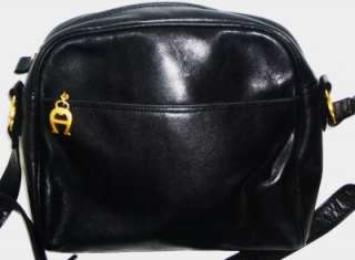 ETIENNE AIGNER Supple Black Leather Cross Body Messenger Bag Handbag 