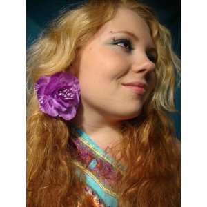    Purple Camellia Flower Hair Clip and Pin Back Brooch: Beauty