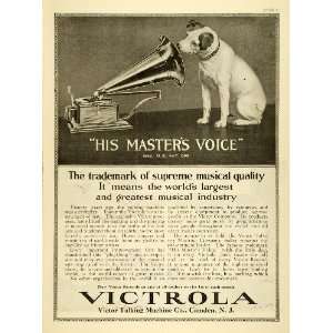  1920 Ad Nipper Victor Victrola Phonograph Antique Record 