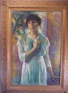 Evelyn Embry Original Art Pastel Painting Brunette Girl  