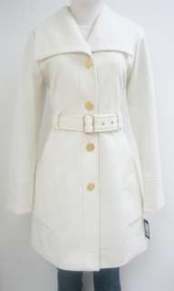 NEW GUESS BELTED WOOL COAT, JACKET, WINTER WHITE, LARGE, NWT, MW340 