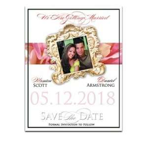   190 Save the Date Cards   Twin Peach Roses on Black