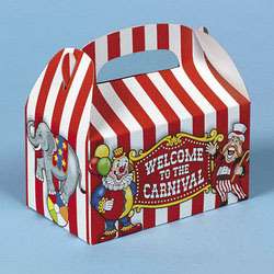 12 Big Top Carnival Treat Boxes Birthday Party Favors  