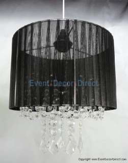 Black Fabric and Acrylic Crystal Chandelier Wedding Event Party Decor 