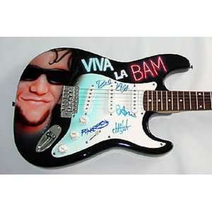  Viva La Bam Autographed Airbrush Guitar Margera PSA/DNA 
