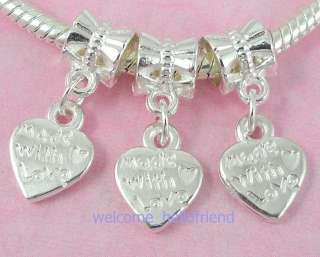 40pcs Silver Plated Heart Dangle Charms Fit Bracelet SY29  