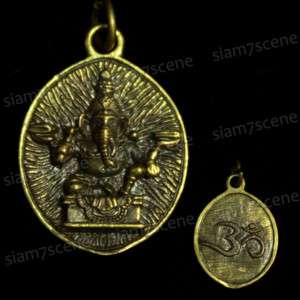 Lord Ganesh OM Hindu God brass PENDANT necklace amulet  