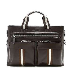 Mens genuine leather laptop bag briefcase COFFEE 14  