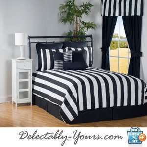 City Stripe Black and White Stripe XL Twin Bedding 3 Pc Comforter Set 