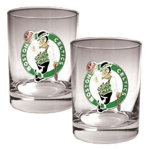  Boston Celtics NBA 2pc Rocks Glass Set   Primary Logo 