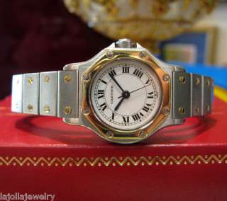   CARTIER SANTOS TWO TONE 18K YELLOW GOLD AND STAINLESS STEEL WATCH AUTO