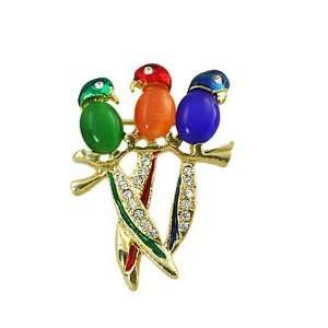  Goldtone Rhinestone Parrot Brooch Pin Fashion Jewelry 