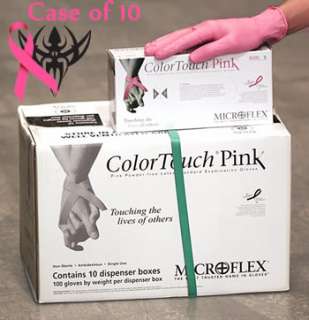 10 Boxes CASE of Color Touch PINK Latex Medical Glove  