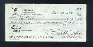 Pete Rose Signed Personal Check *Must See*  