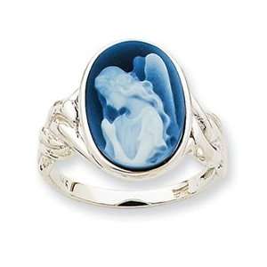  14kt White Gold Guardian Angel Cameo Ring Jewelry