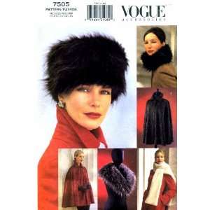  Vogue 7505 Sewing Pattern Hat Collar Stole Capelet Cape 