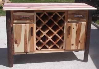   Wine Rack Solid Hickory Wood Cabinet Credenza New Dining Room  