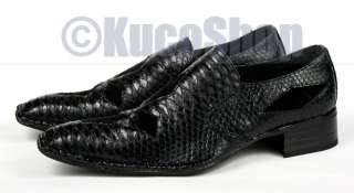 Fashion Men Dress Shoes Loafers Alligator Black 10.5  