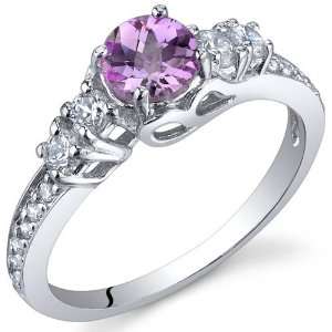 Enchanting 0.50 Carats Pink Sapphire Ring in Sterling Silver Rhodium 