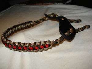   Bow Wrist Sling in Desert Camo/OD Green/Brown w/Red for compound bows