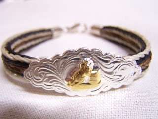 WESTERN BARREL RACER STERLING SILVER & GOLD PLATED CONCHO HORSE HAIR 