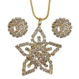  Gold plated Pendant, Chain and Earrings Set with American 