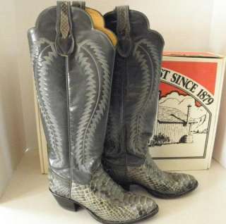 Vintage Tall Justin Snakeskin Ladies Cowboy Boots 5 1/2  