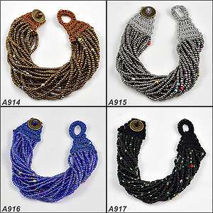PC Tibetan Iris Seed Bead Crochet Bracelet 7.5   4 Color Choose 