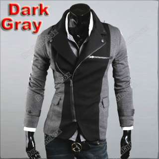   Casual Blazer Suit Top Zip Dress Jacket Black Dark Grey Fashion  