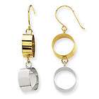 new 14k gold two tone double circle dangle earrings one