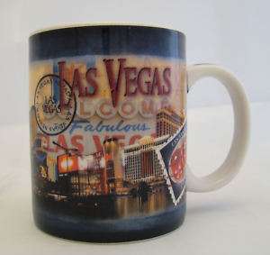 Las Vegas Sign Postage Stamps Coffee Mug 11 ounce Dice  
