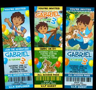 Dora the Explorer Diego Birthday Party Invitations  